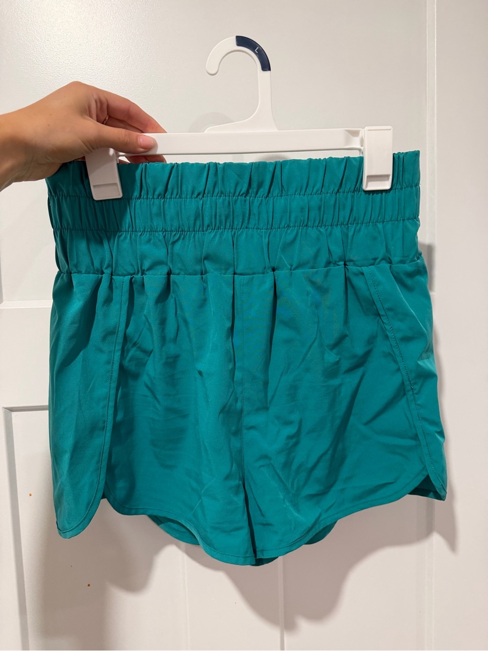 High-Waist Teal Women’s Athletic Shorts